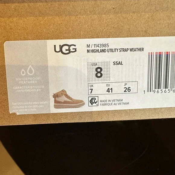 UGG Tan Rain and Snow Boots with High Top Design and Thick Sole - Picture 5 of 8